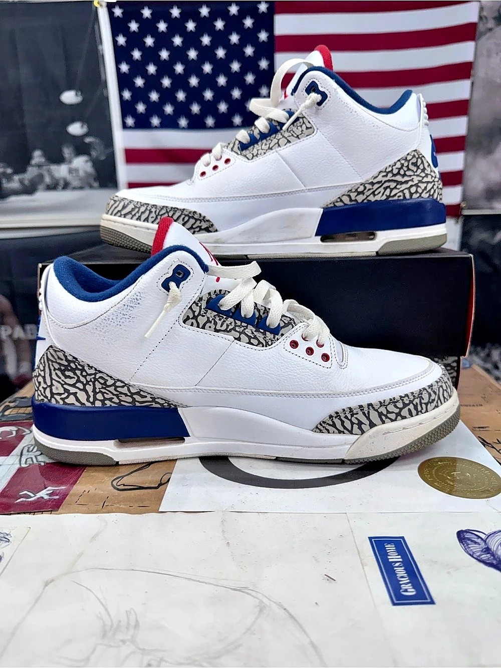 Jordan Air Jordan 3 Retro OG 'True Blue' Sneakers White & Blue US 11